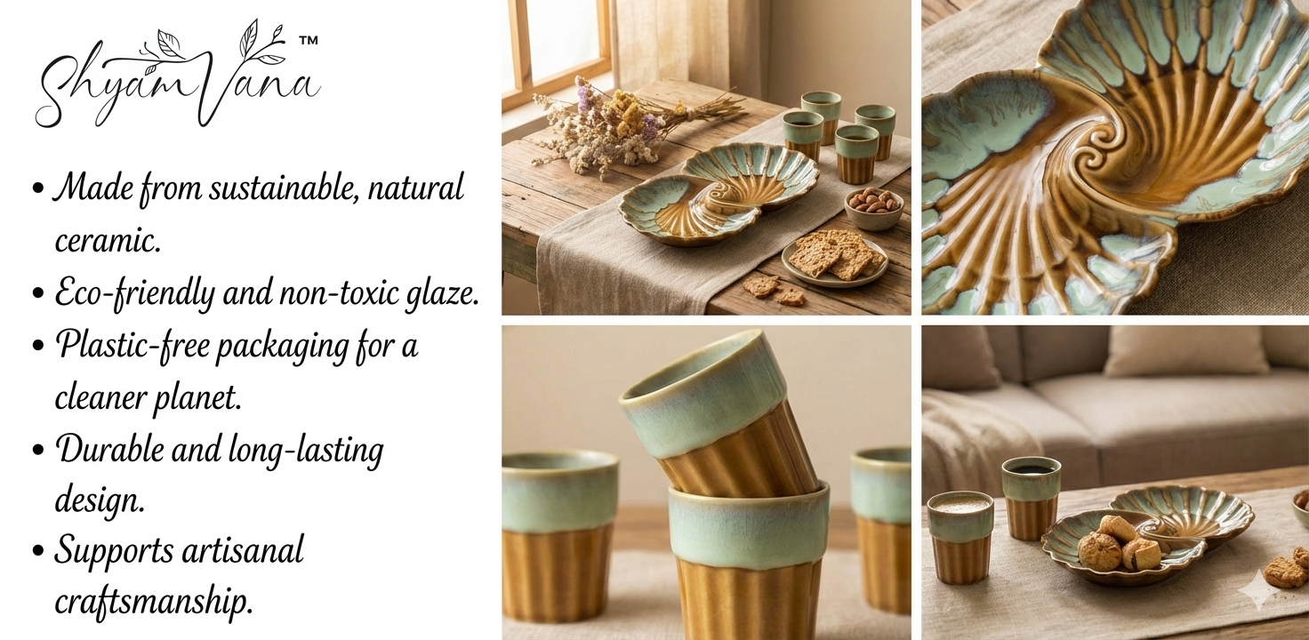Ceramics- Tea Small Glass & Tray for Snacks Set