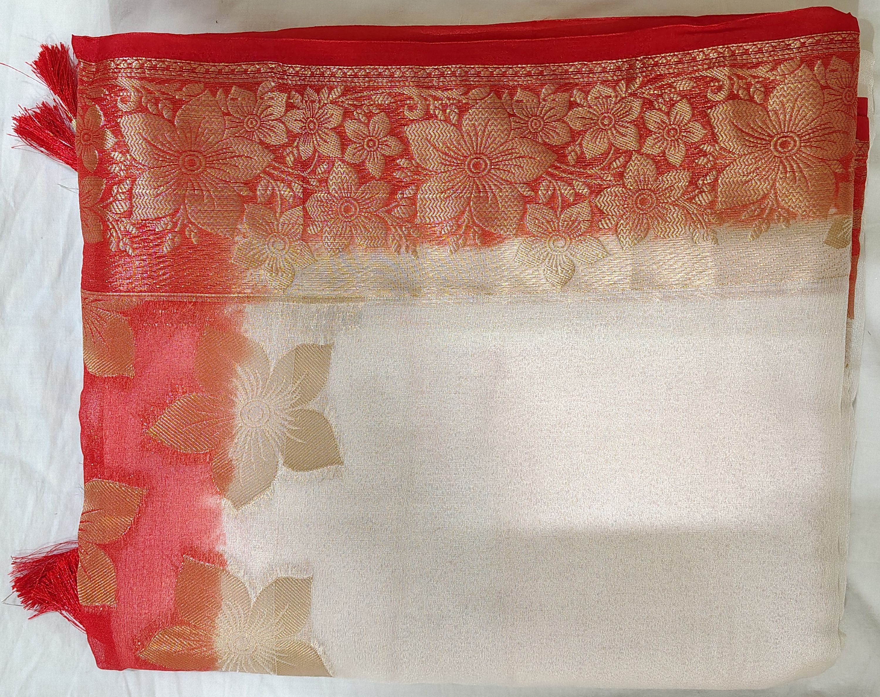 White Red Special Saree