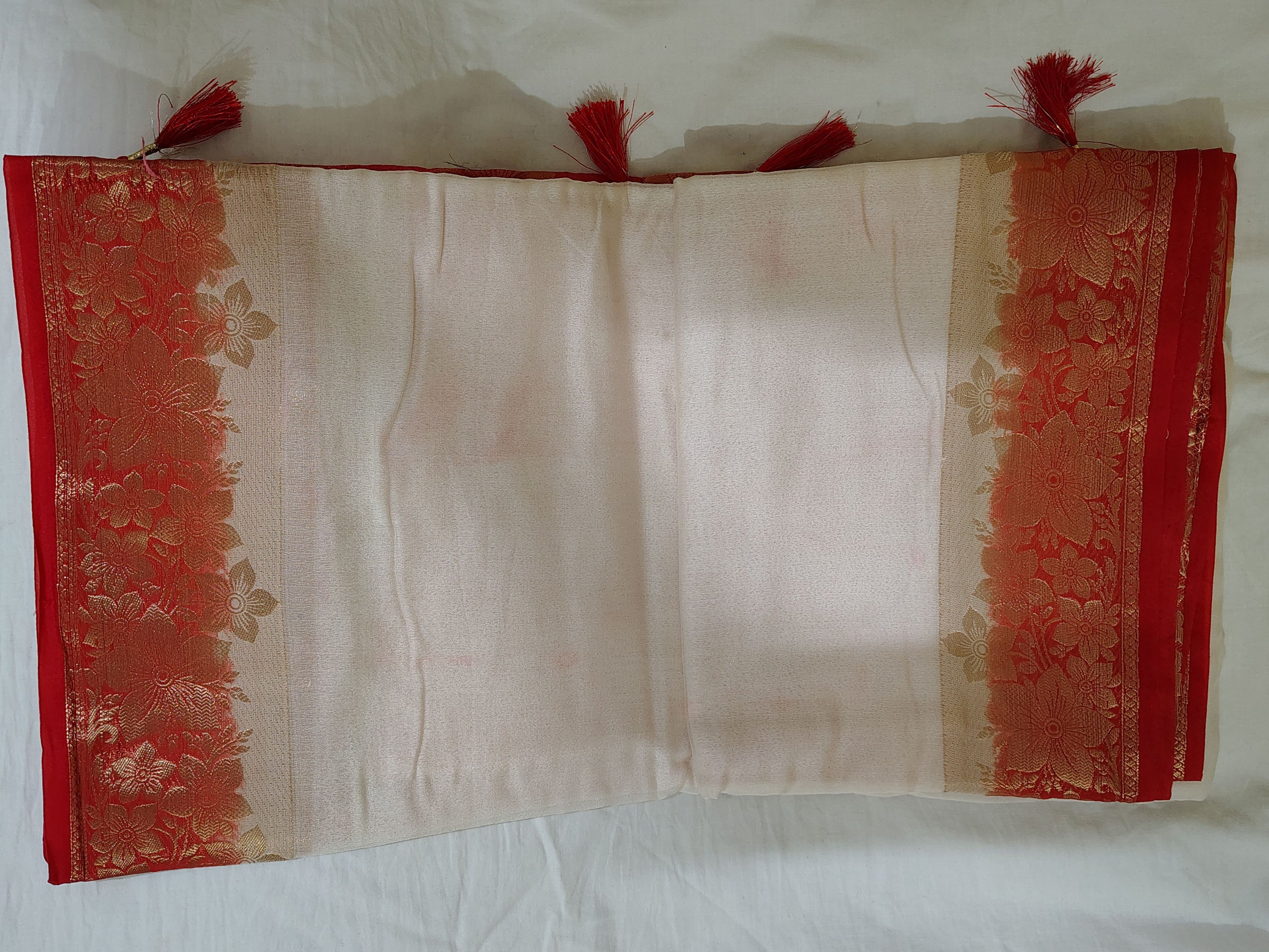 White Red Special Saree