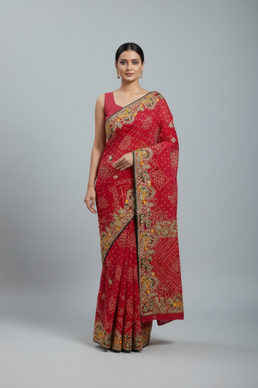 Bhandej L Reddish Pink Plain Sleeveless Blouse