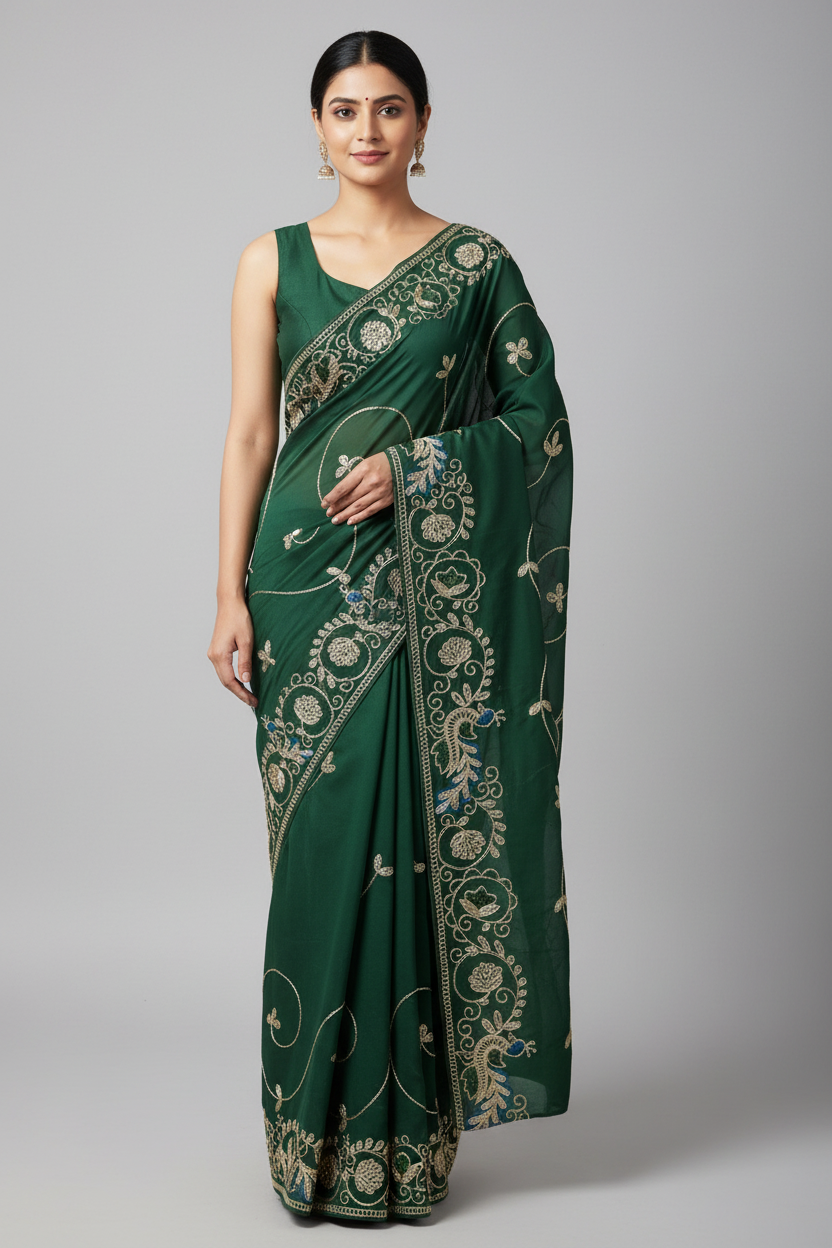 Diya Dark Green on Model