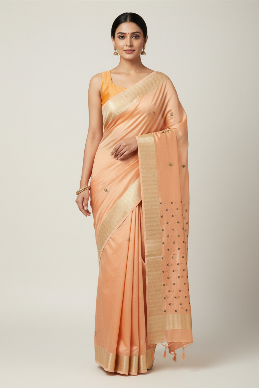 Kavita Light Orange on Model